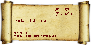 Fodor Döme névjegykártya